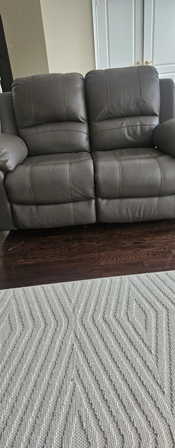 Grey Leather Reclining Sofa - photo 4