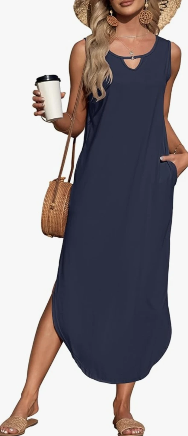 MISFAY Navy Blue Sleeveless Maxi Dress with Pockets - photo 2
