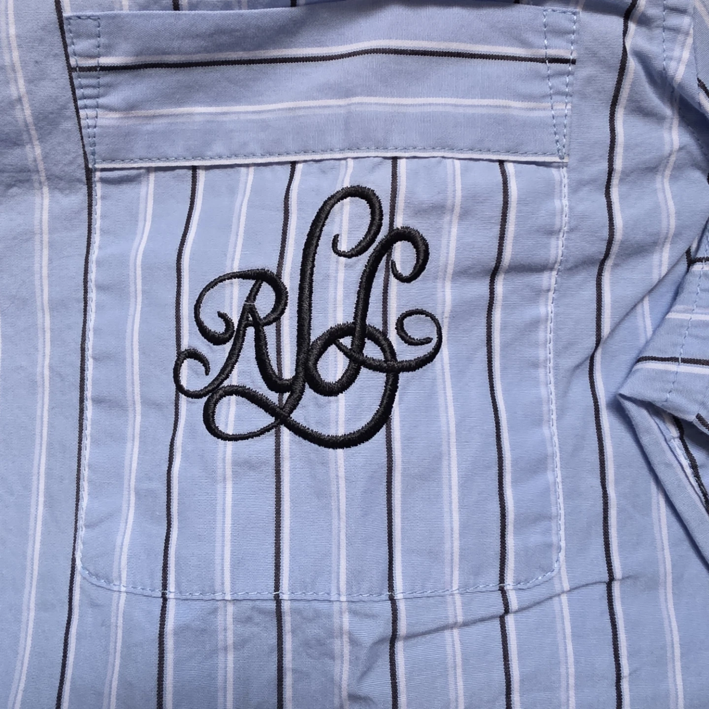 Lauren Ralph Lauren Blue Striped Pajama Set - Size L - photo 2