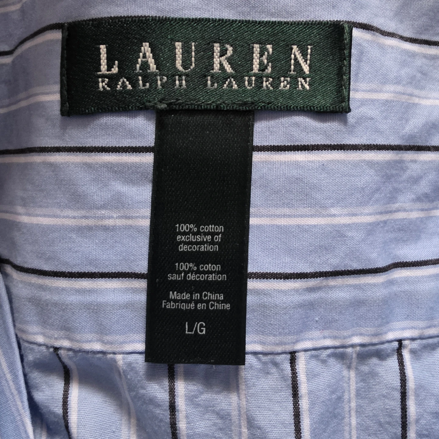 Lauren Ralph Lauren Blue Striped Pajama Set - Size L - photo 3