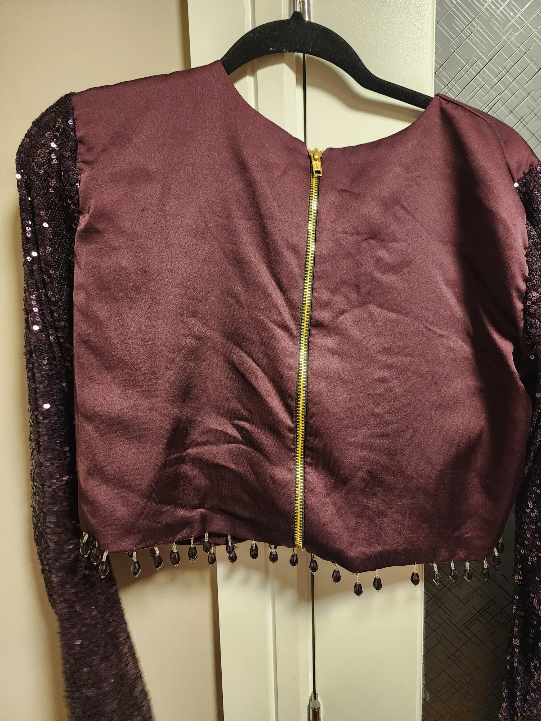 KALKI Maroon/ Wine Sequined Blouse with Silk Skirt - photo 5