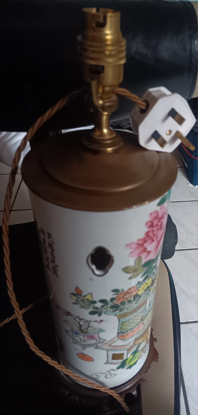 Vintage Ceramic Table Lamp with Floral Design