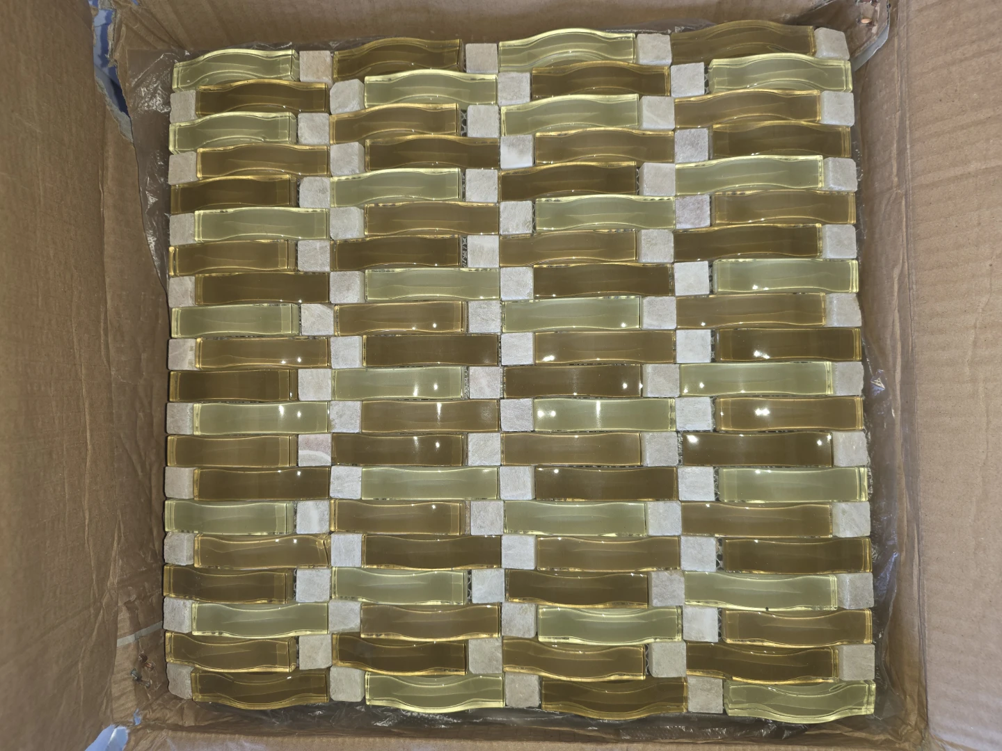 Glass and Stone Mosaic Tile Sheet