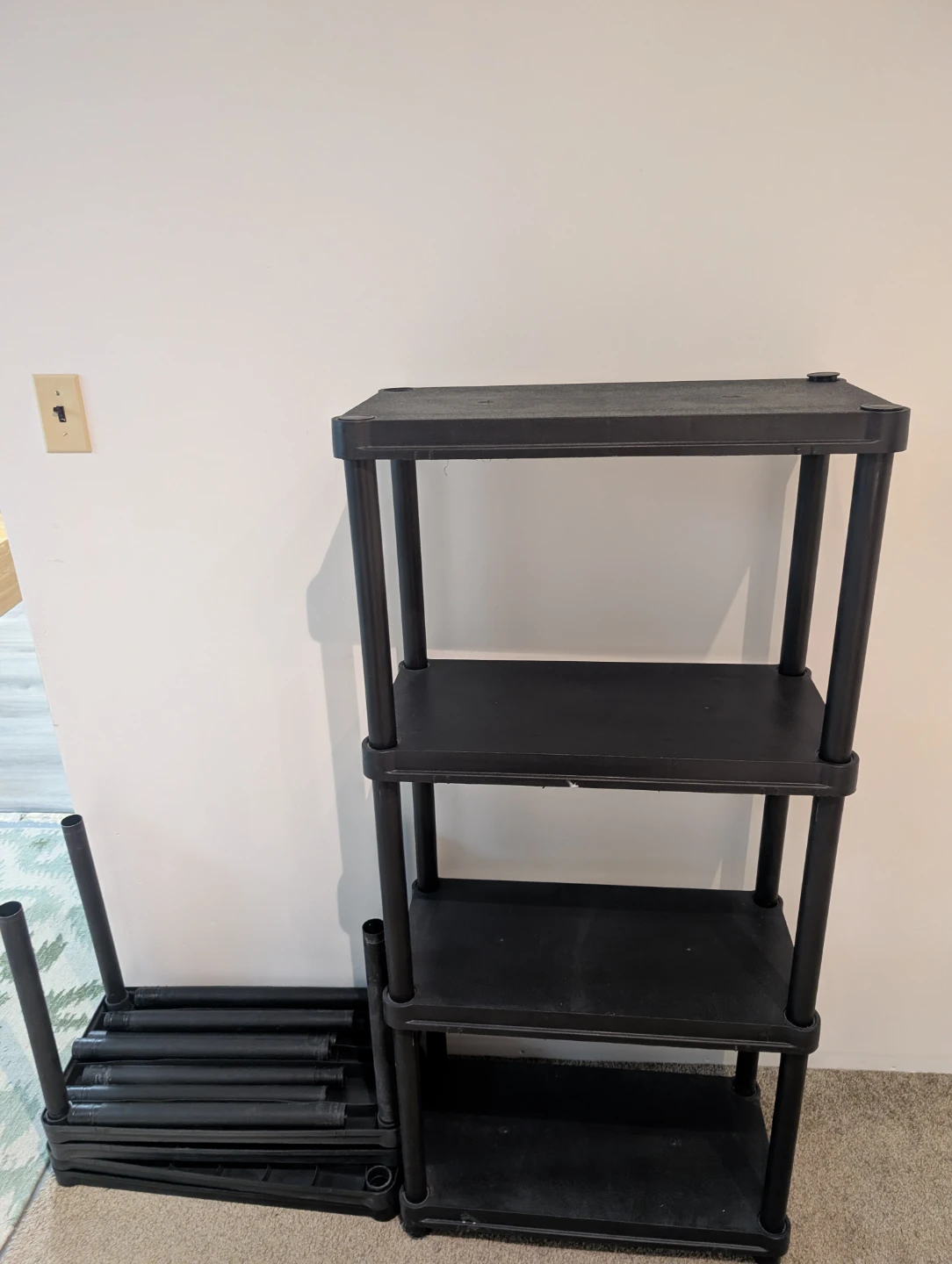 Black 4-Tier Plastic Shelving Unit