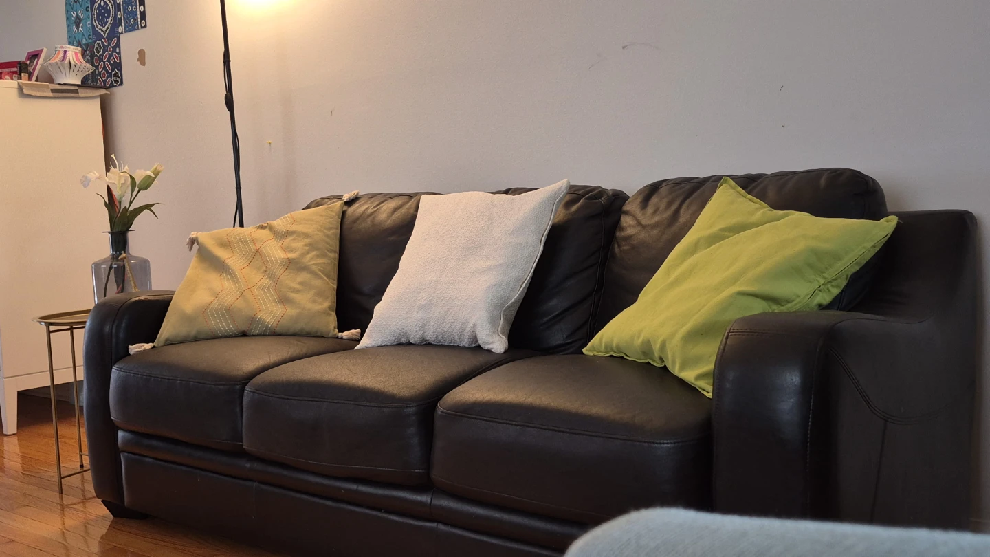 Dark Brown 3 Seater Leather Sofa - photo 5