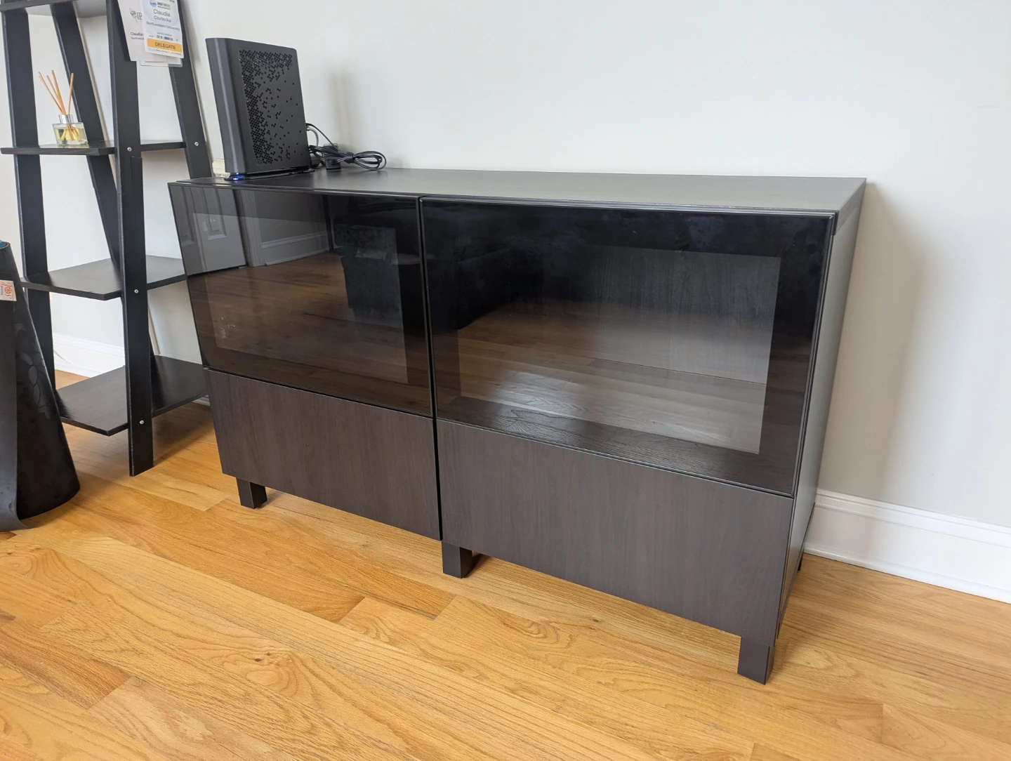 Dark Wood and Glass Display Cabinet - photo 2