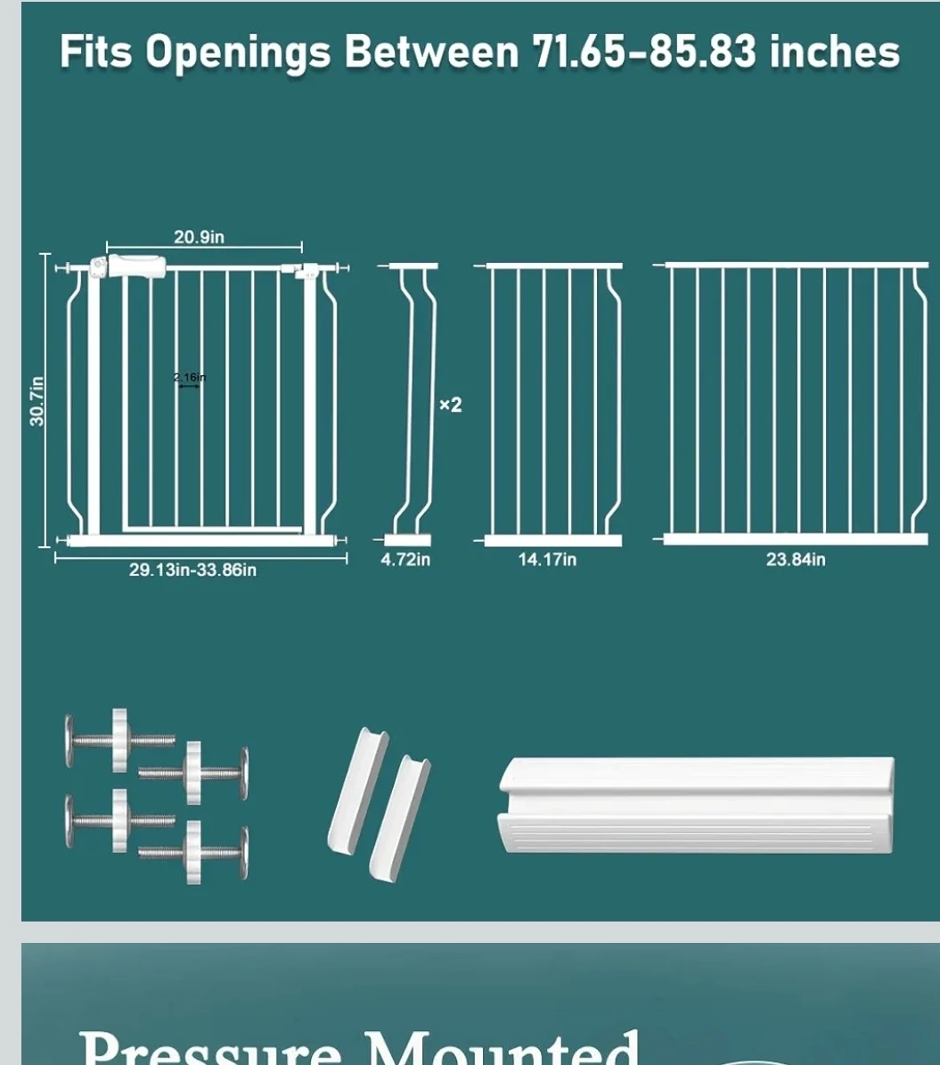 White Pressure Mounted Baby Gate - photo 4