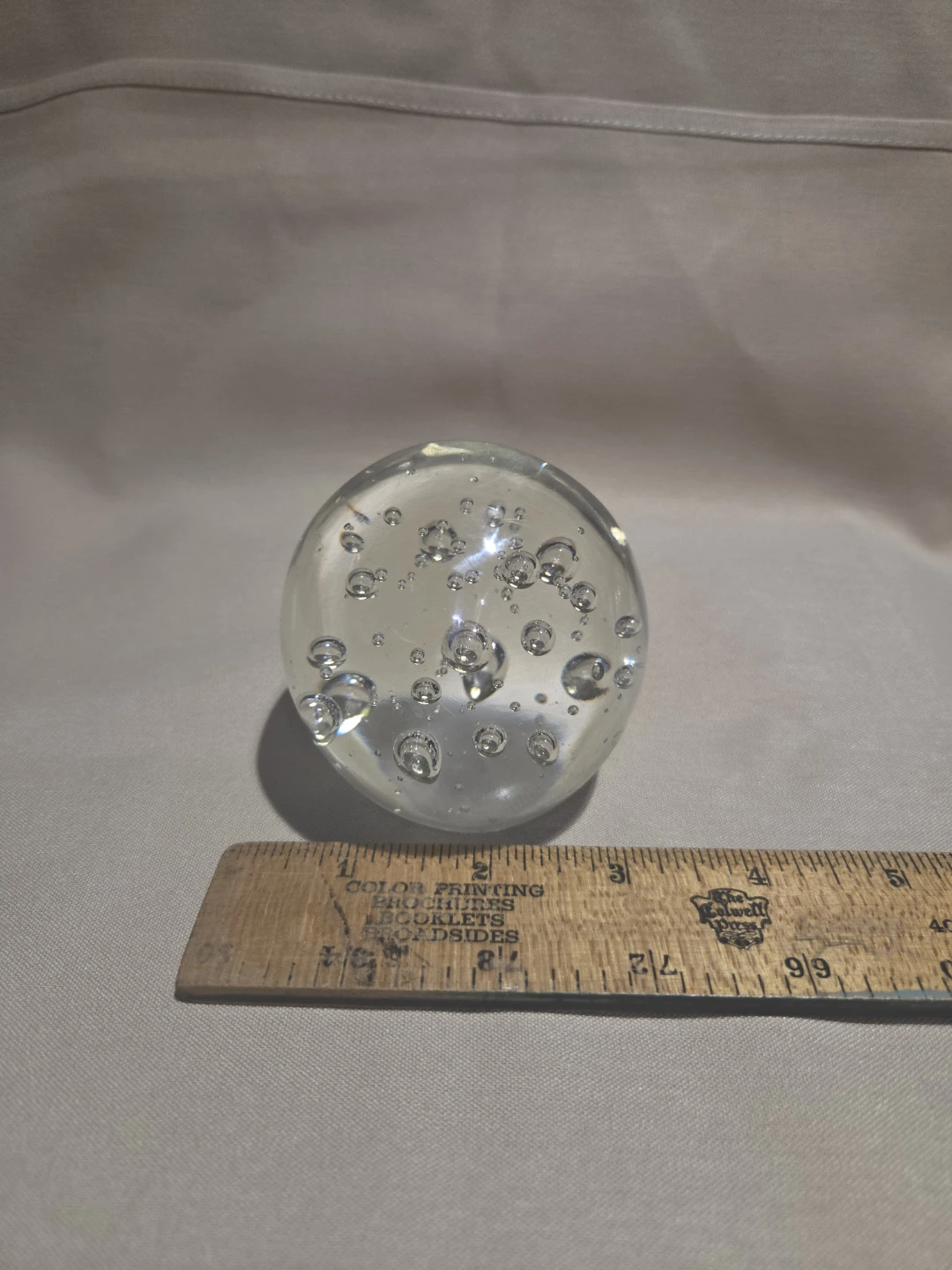 Clear Glass Paperweight with Bubbles