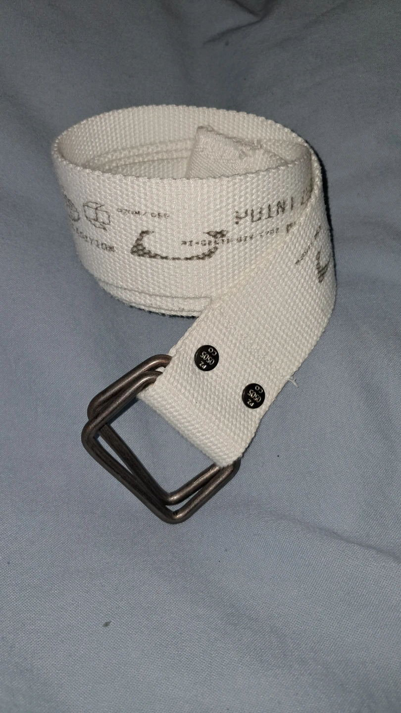White Canvas Belt with Double Ring Buckle