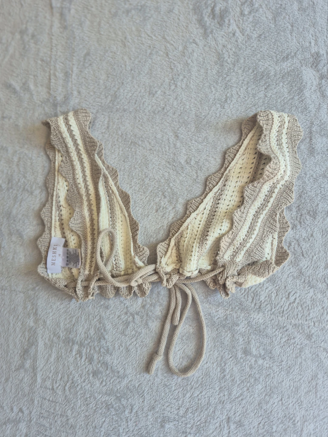 Meshki XS Crocheted Bikini Top - Cream/Tan - photo 2