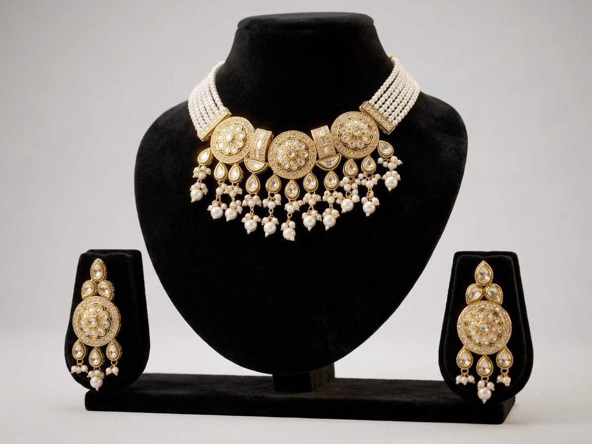 Gold-tone necklace and earring sets