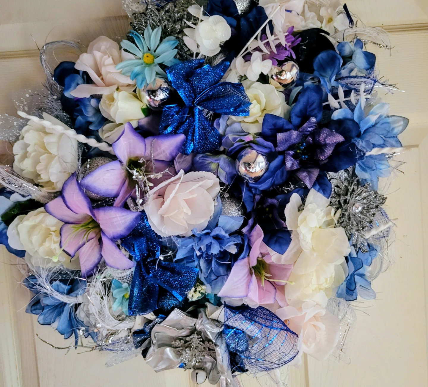 Blue and White Floral Wreath