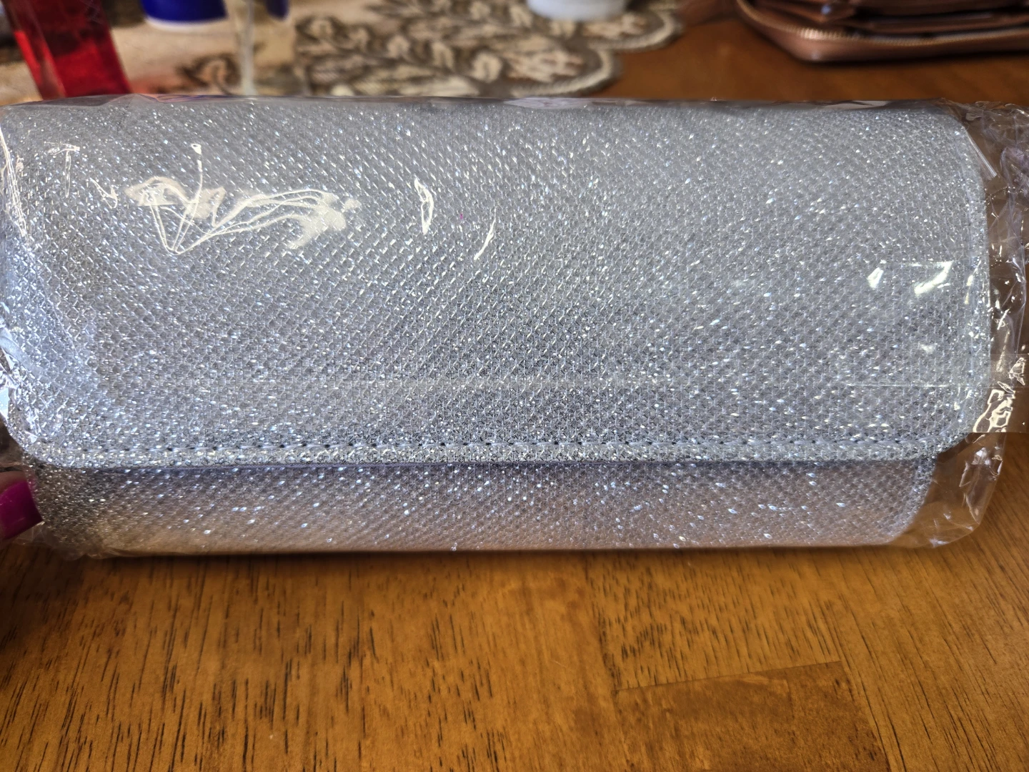 Silver Glitter Clutch Evening Bag