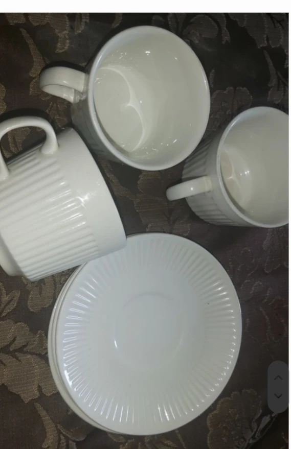 White Ceramic Serving Dishes and Cups - photo 2