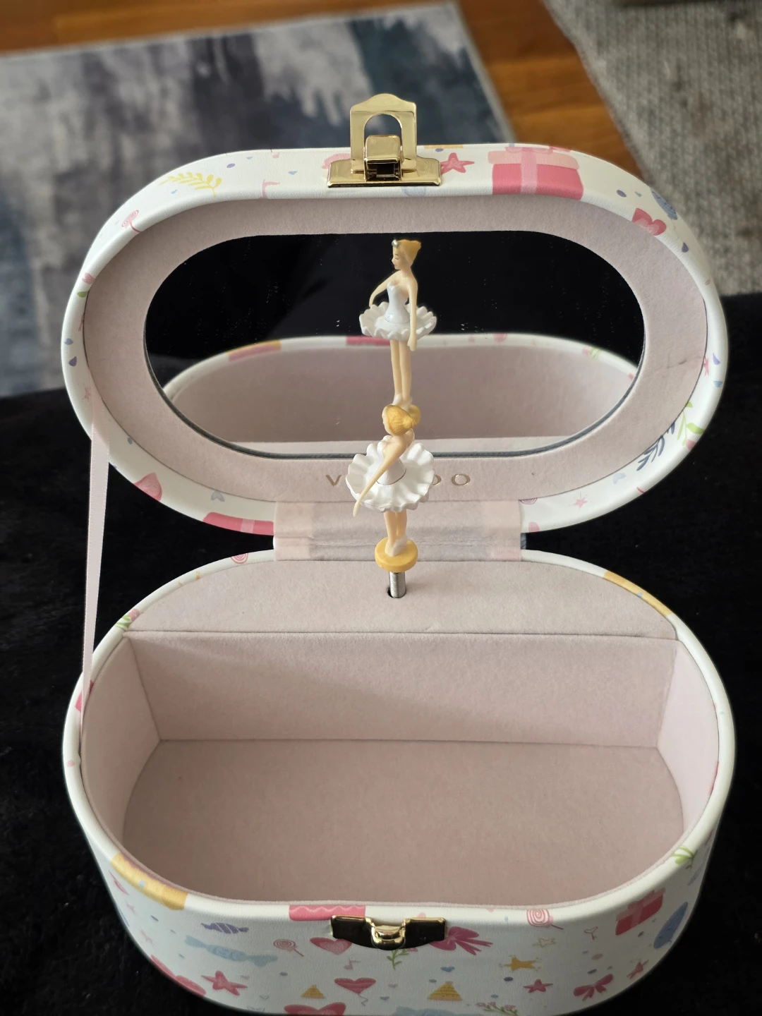 Musical Jewelry Box with Ballerina, Heart Shaped Silver Pendent