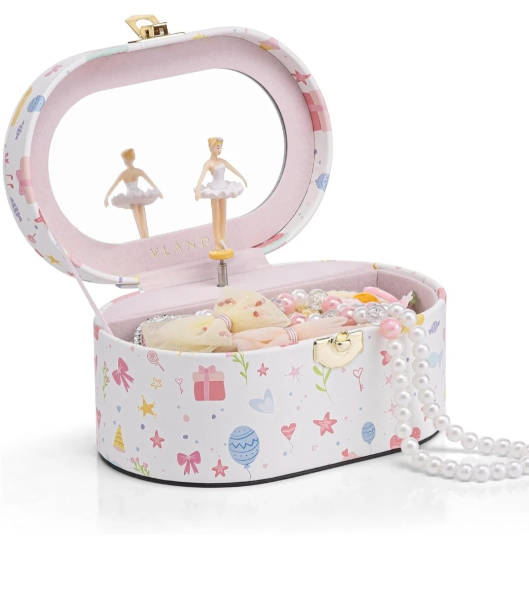 Musical Jewelry Box with Ballerina, Heart Shaped Silver Pendent - photo 2