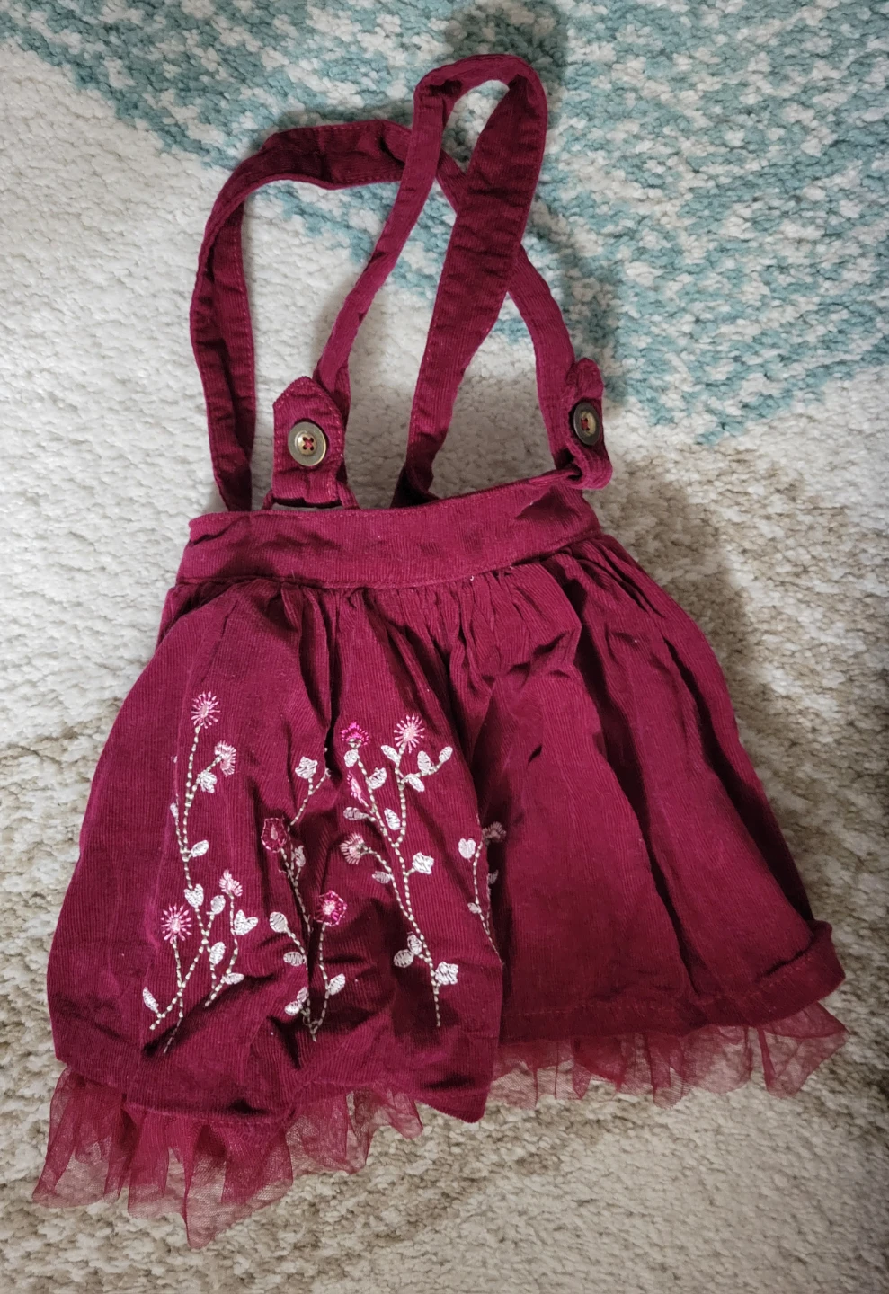 Toddler Corduroy Pinafore Dress with Embroidery