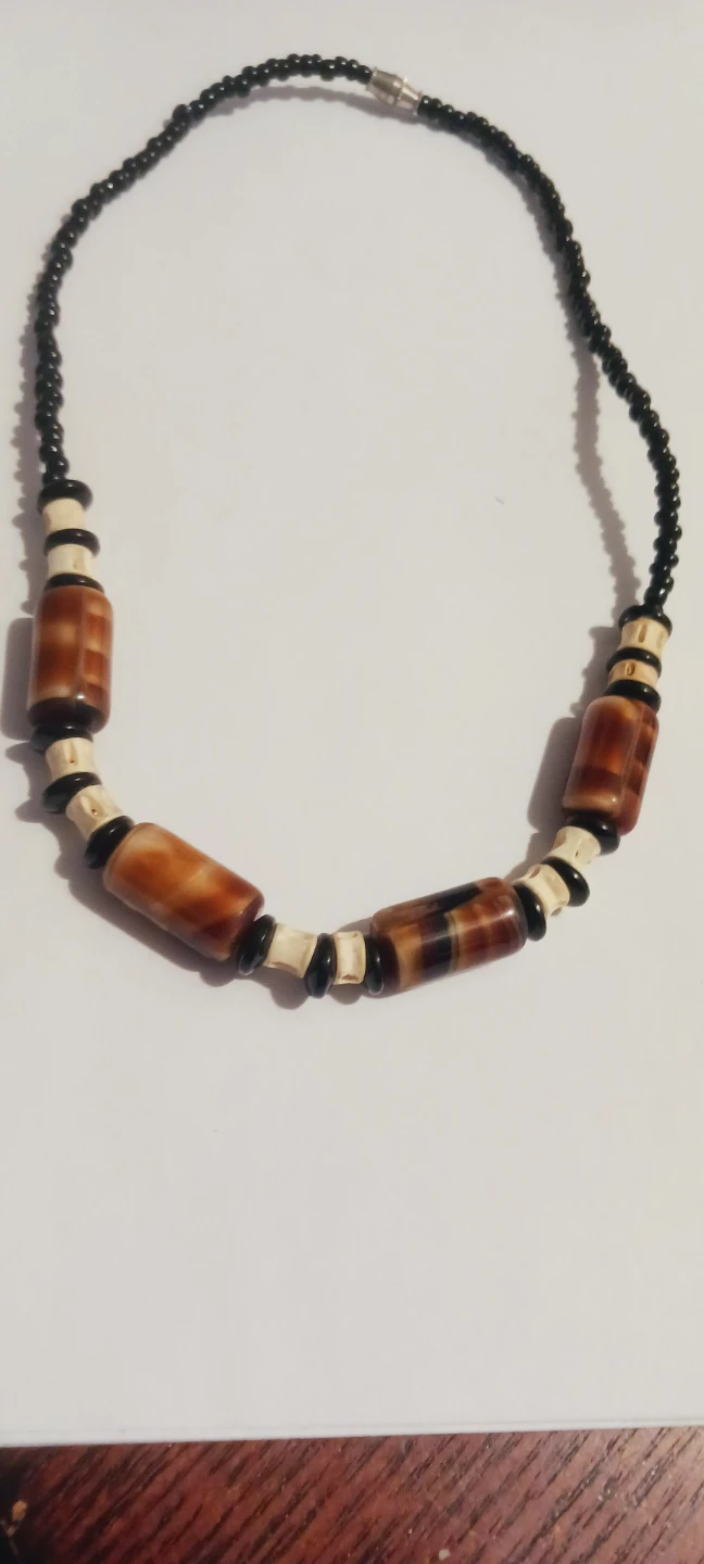 Beautiful Unique Necklace with cylindrical ceramic beads