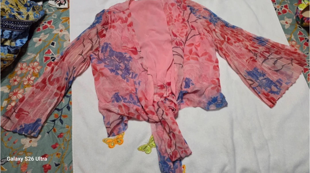 Alice + Olivia Pink Floral Print Tie Front Kimono Cardigan - photo 5