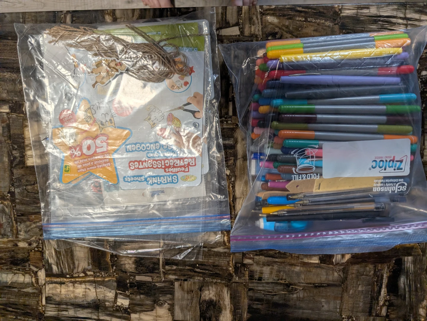 Assorted Markers, Pens, and Shrink Sheets