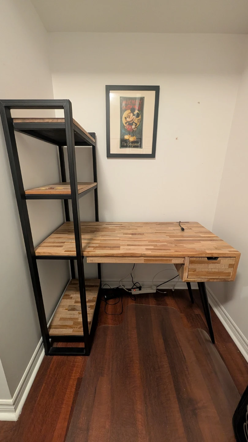 Structube - Wood and Metal Desk with Shelving Unit