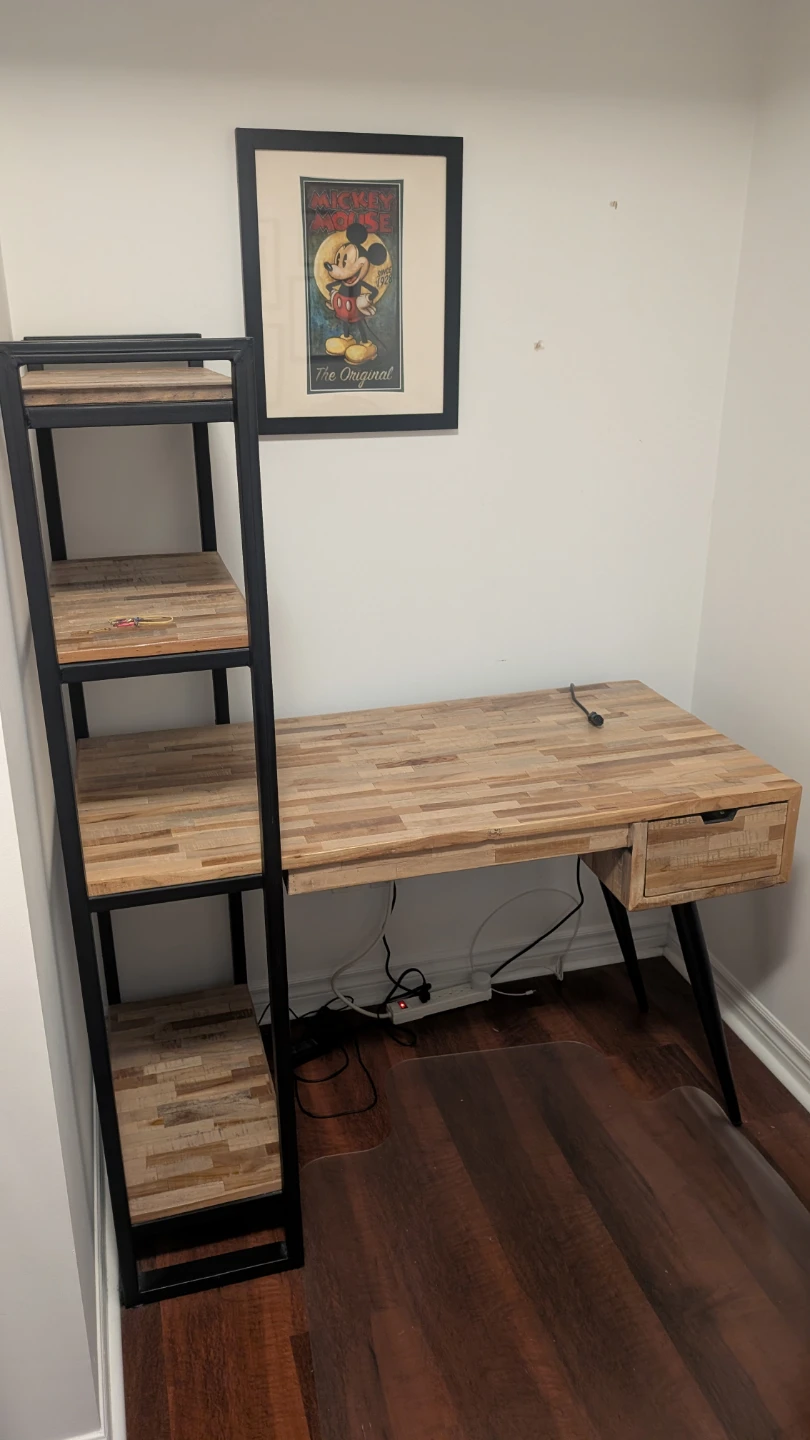 Structube - Wood and Metal Desk with Shelving Unit - photo 2