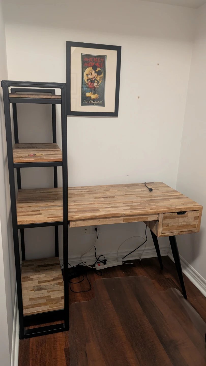 Structube - Wood and Metal Desk with Shelving Unit - photo 3