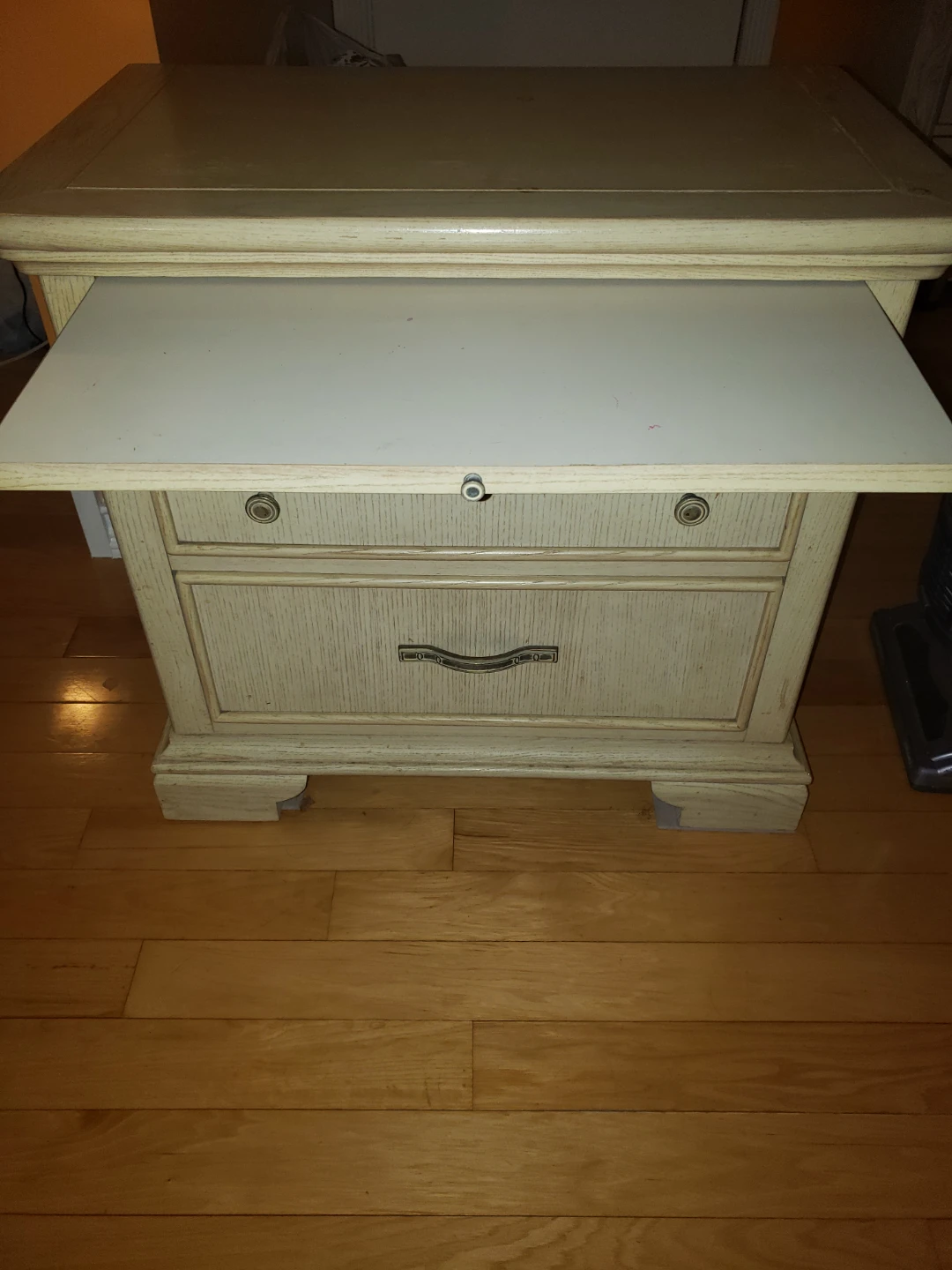 Cream Wood Nightstand with 2 Drawers and 1 Cabinet - photo 2