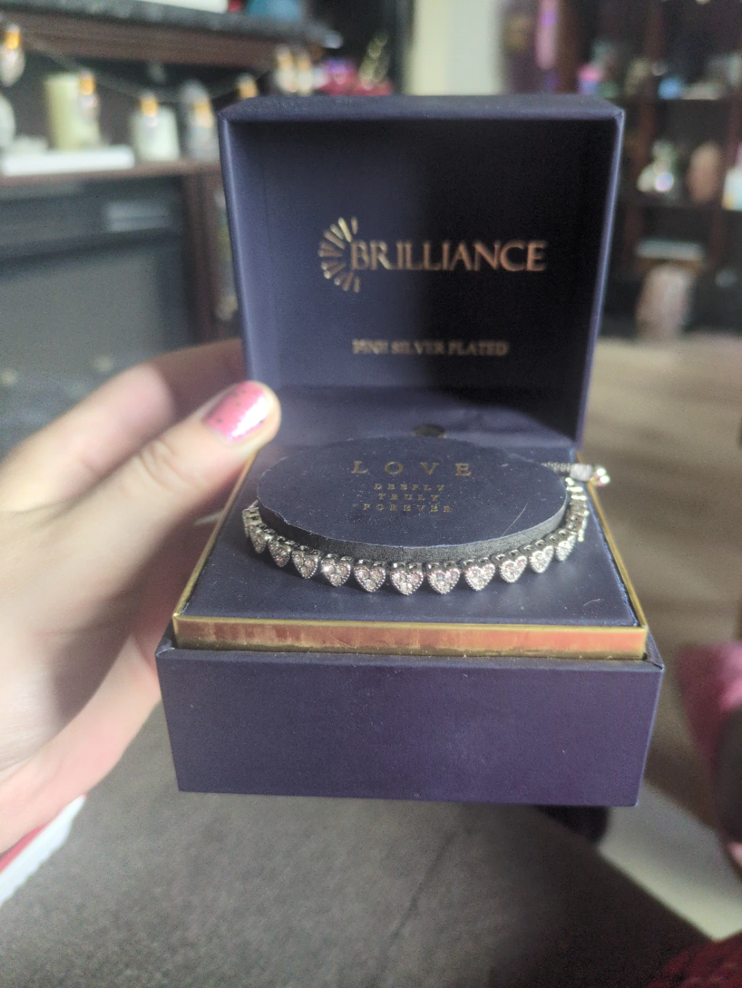 Brilliance Silver Plated Heart Tennis Bracelet