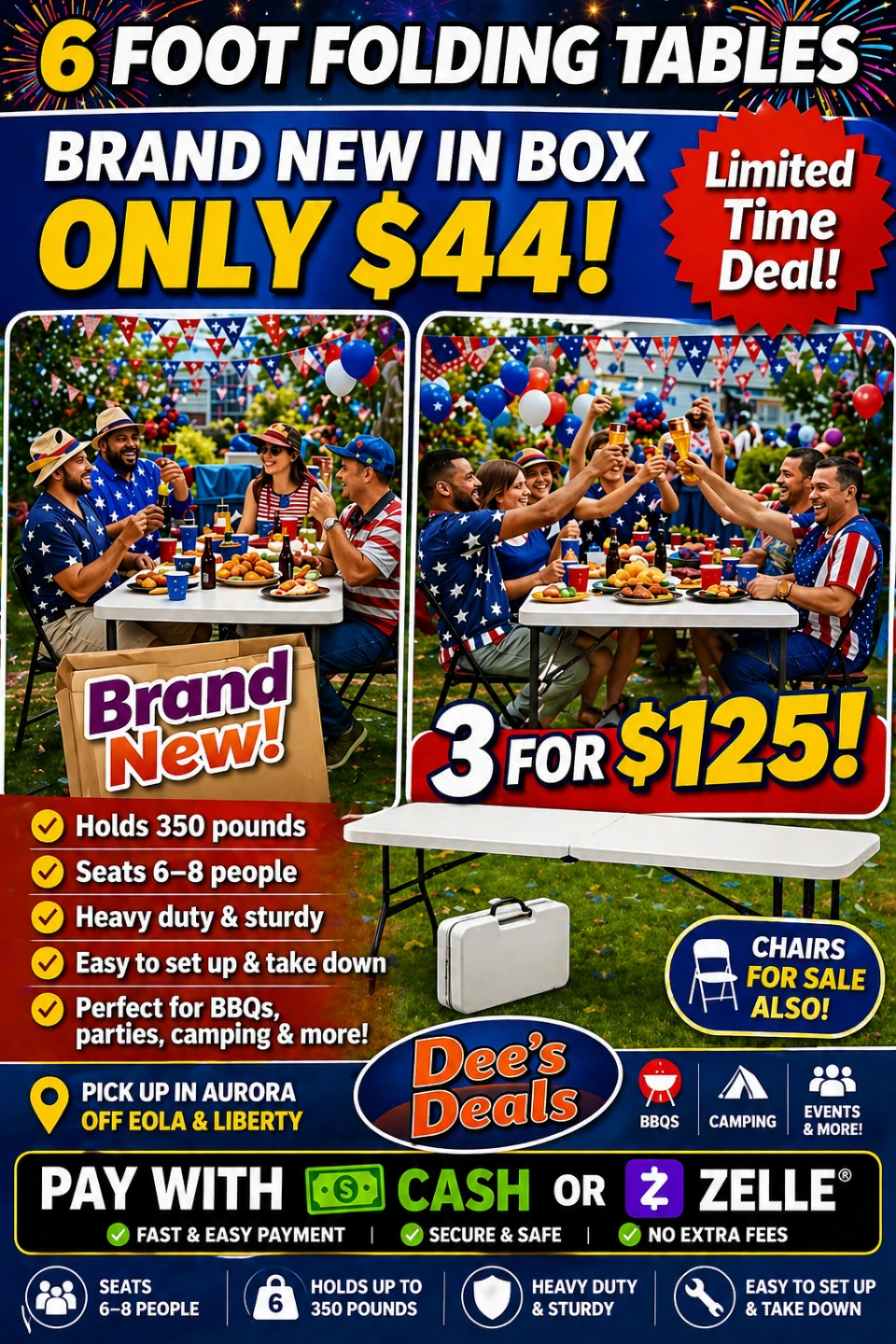 6 Foot Folding Tables $44 Each BRAND NEW - photo 2