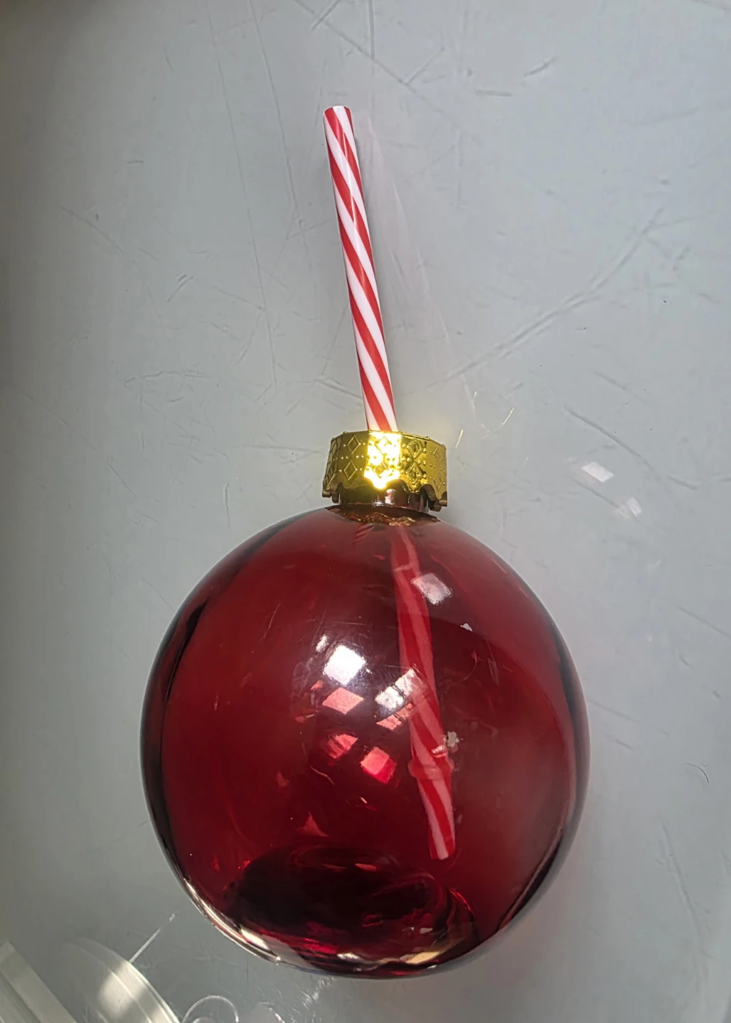 Festive Christmas Ornament Drink Glass with Straw