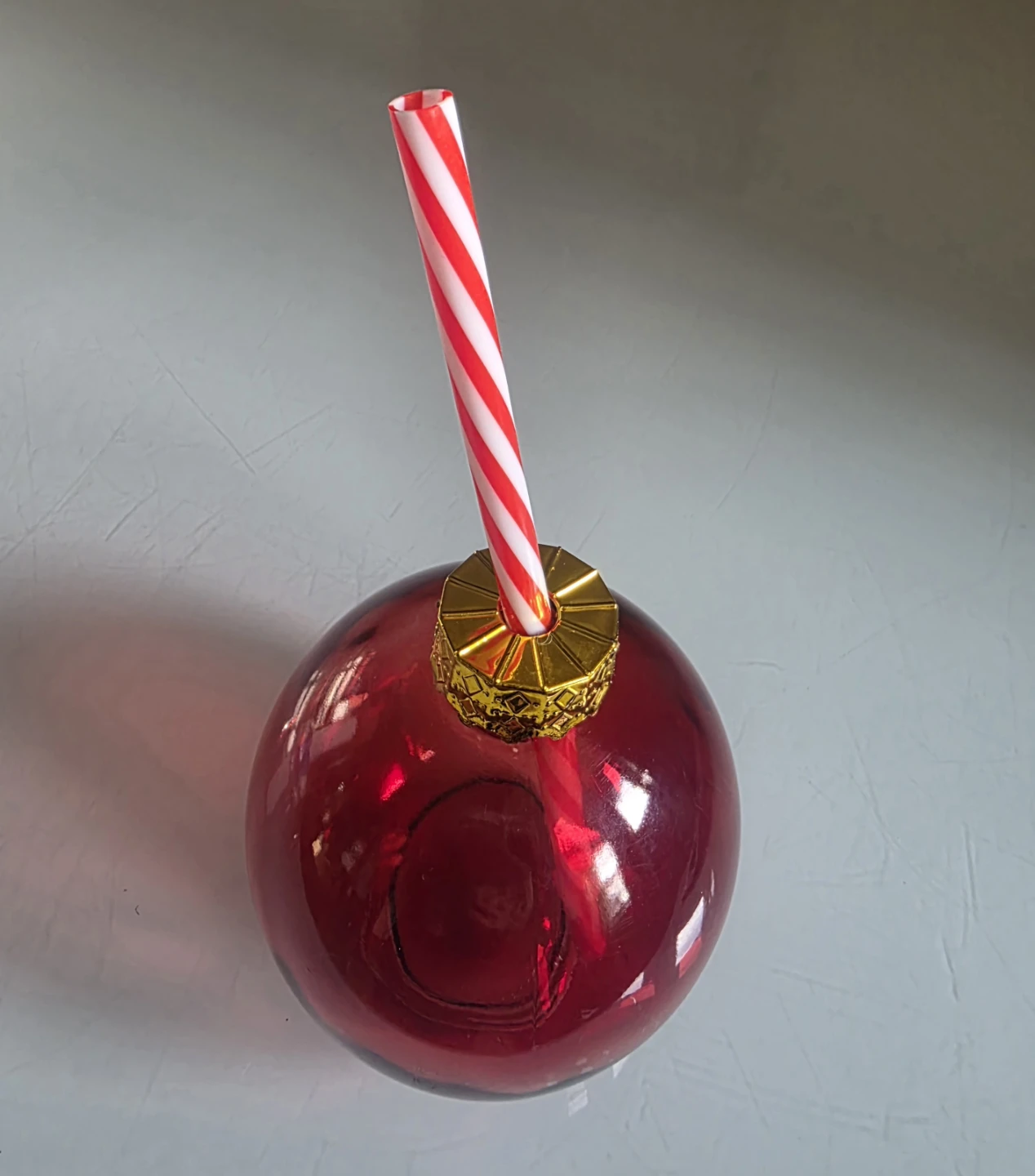 Festive Christmas Ornament Drink Glass with Straw - photo 2
