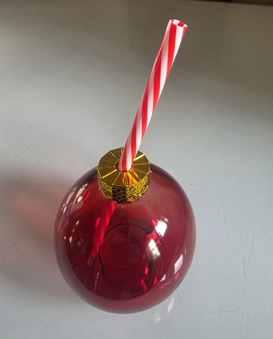 Festive Christmas Ornament Drink Glass with Straw - photo 3