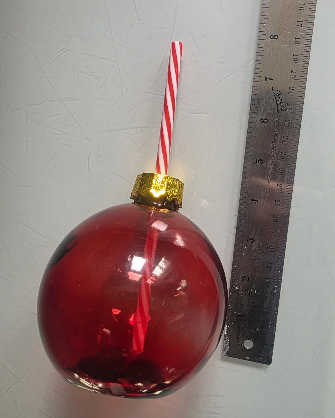 Festive Christmas Ornament Drink Glass with Straw - photo 4