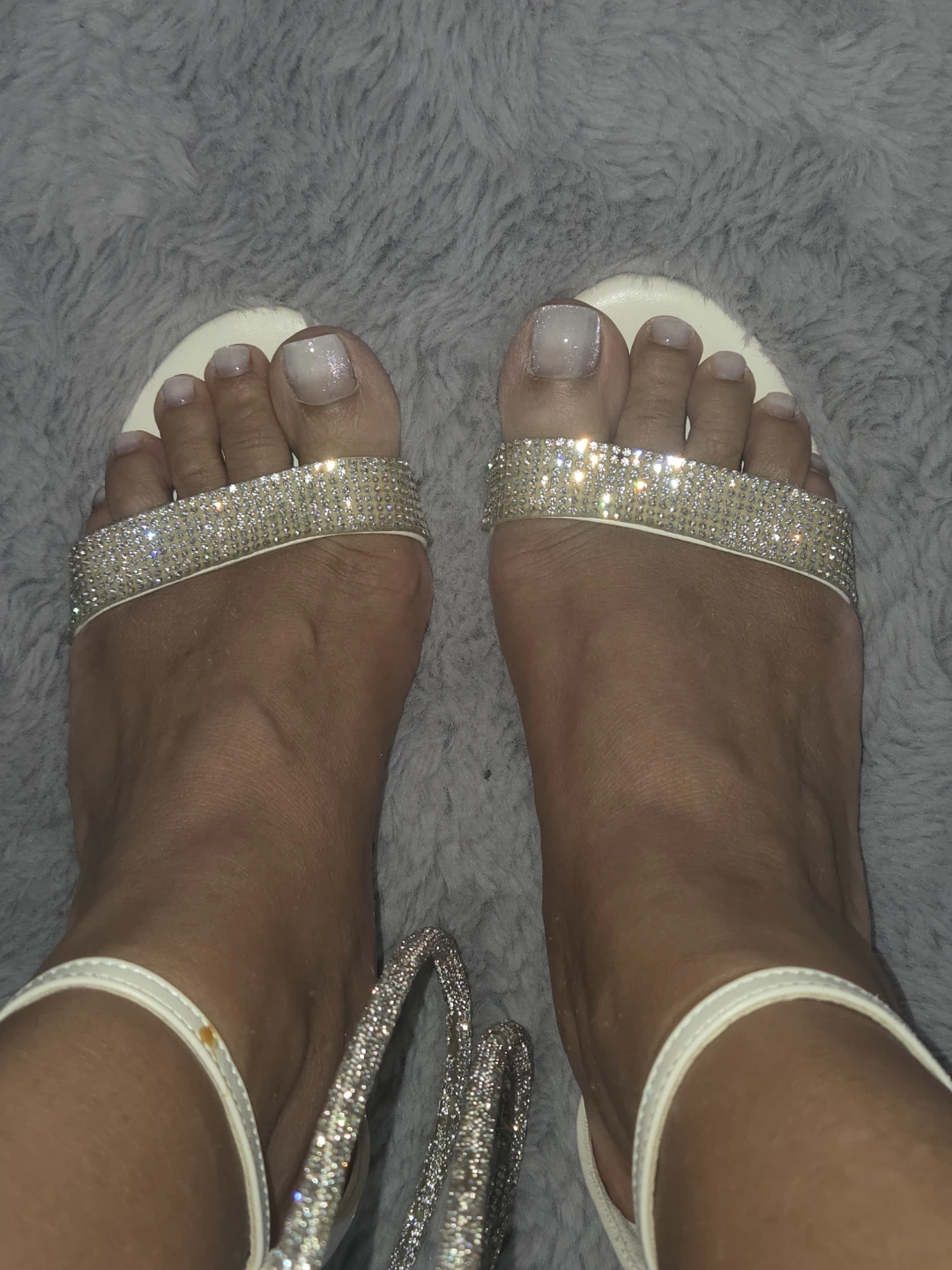 White Rhinestone Strap Sandals