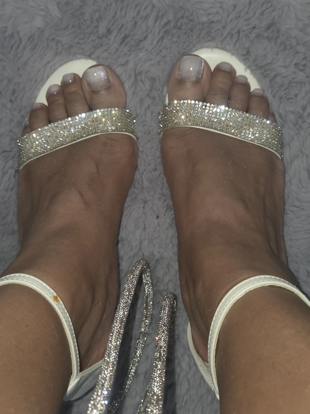 White Rhinestone Strap Sandals - photo 4