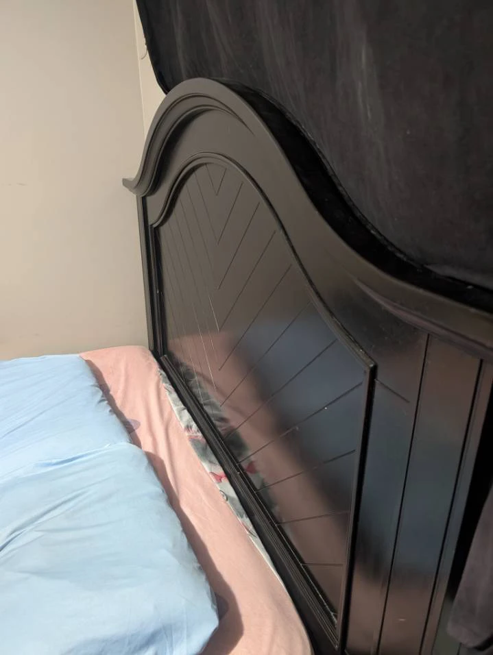 Black Wooden Headboard with side rails and footboard - photo 2