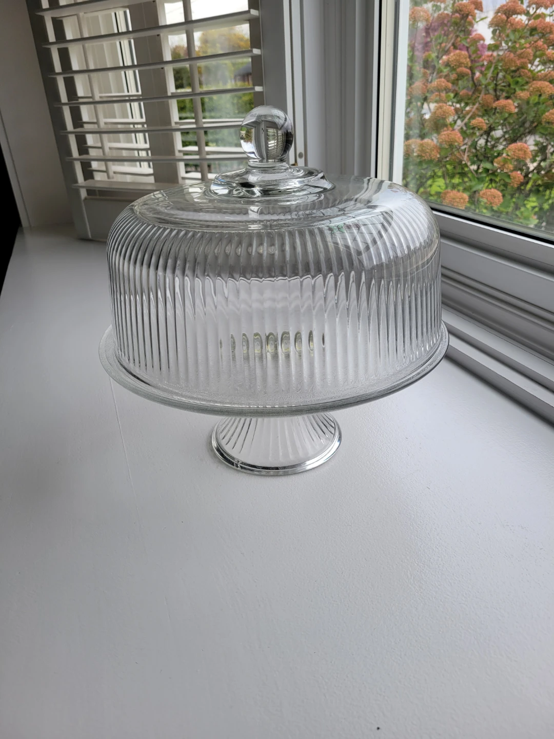 Vintage Anchor Hocking Ribbed Glass Dessert Dome. Cake stand. - photo 3