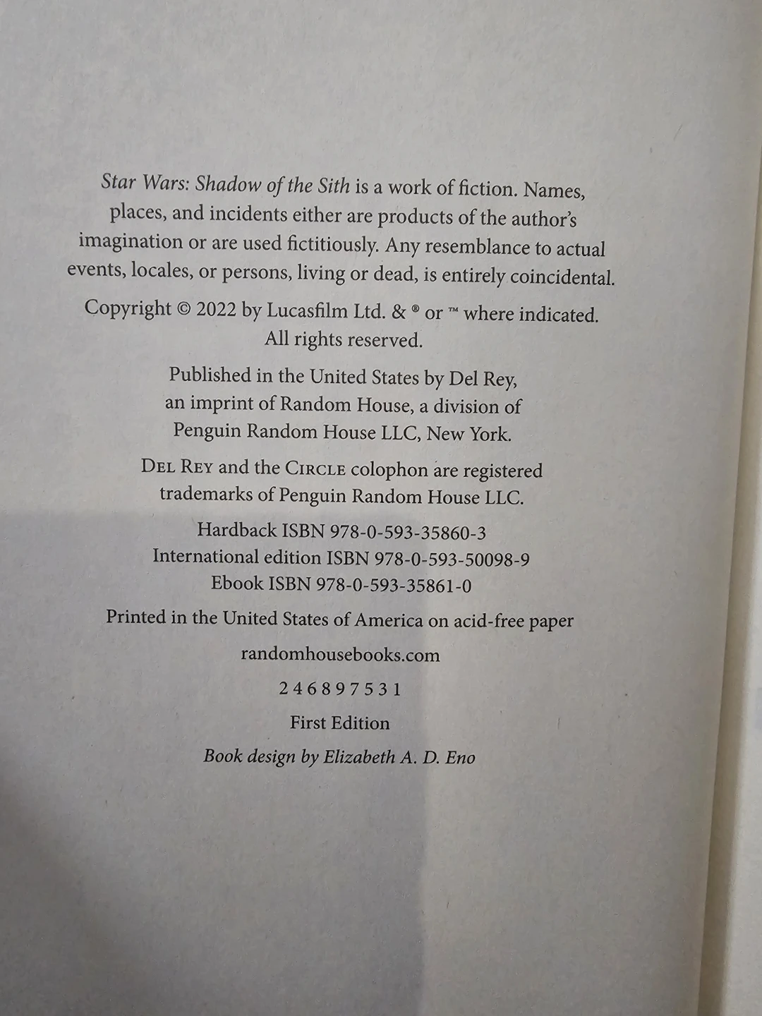 Star Wars: Shadow of the Sith Hardback Novel 1st Edition - photo 2