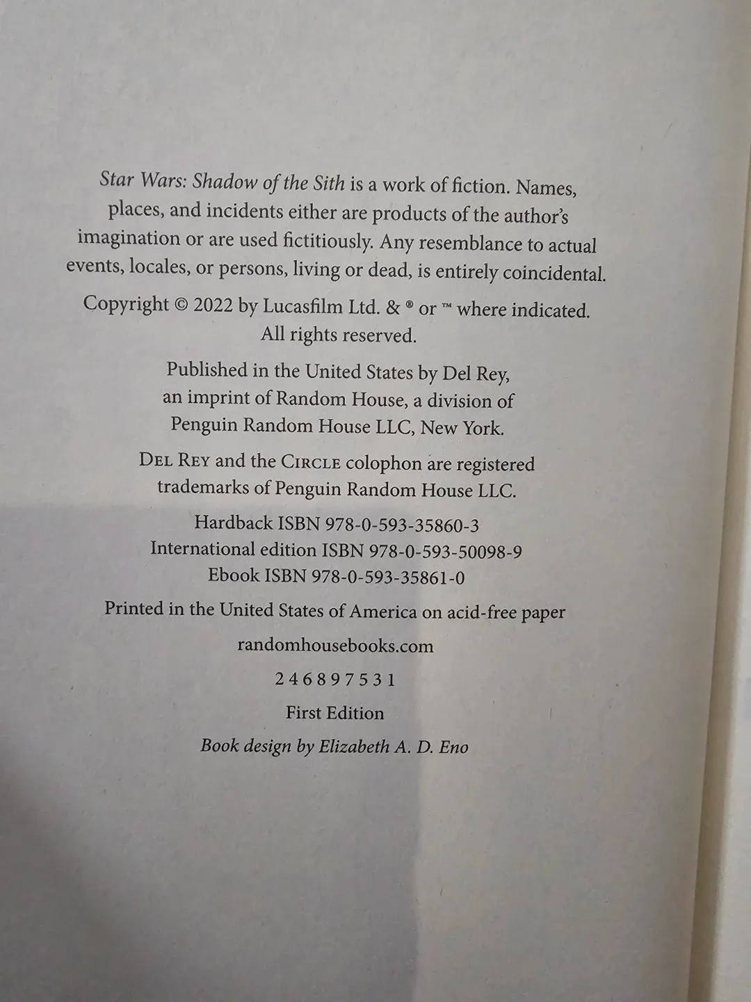 Star Wars: Shadow of the Sith Hardback Novel 1st Edition - photo 2