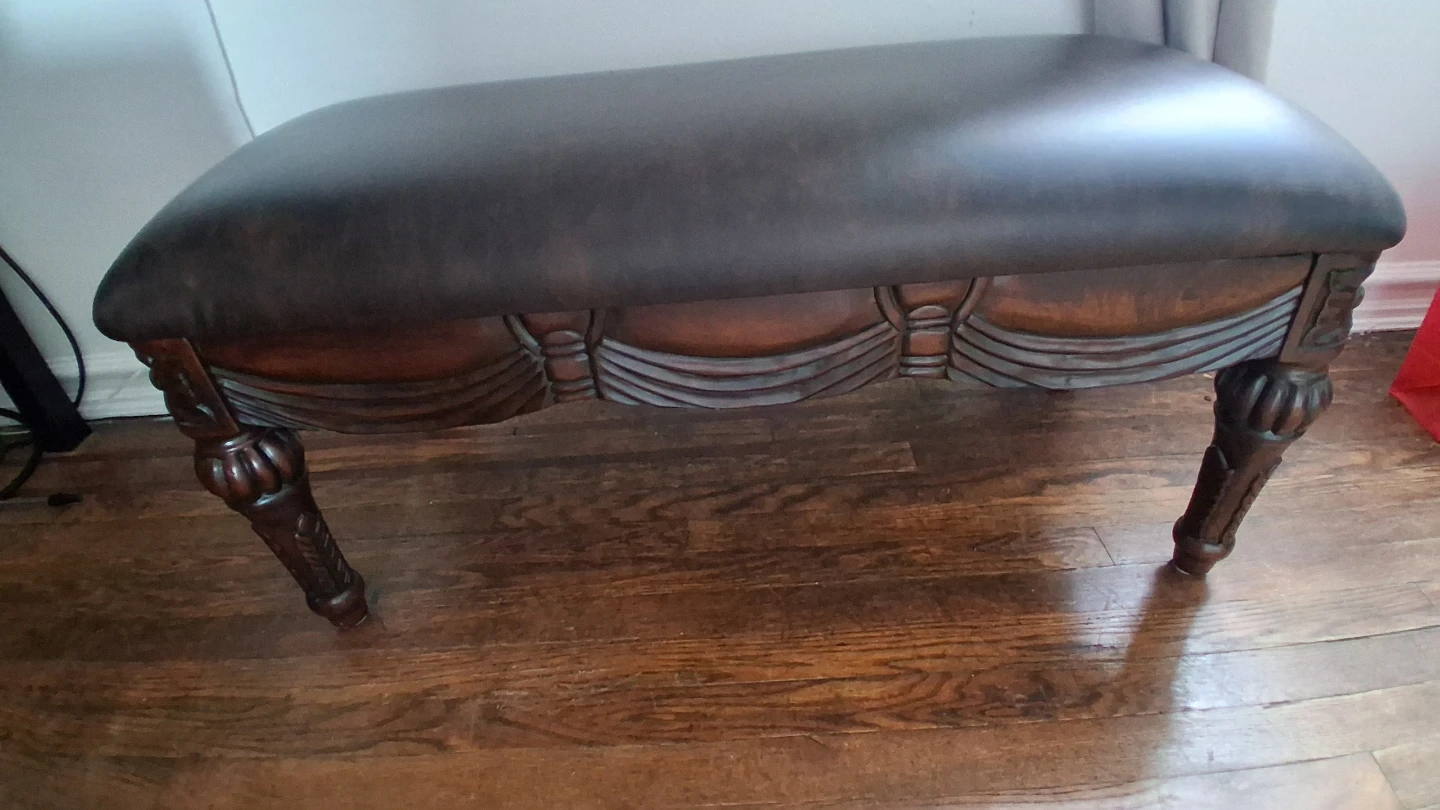 Dark Brown Upholstered Ottoman Bench