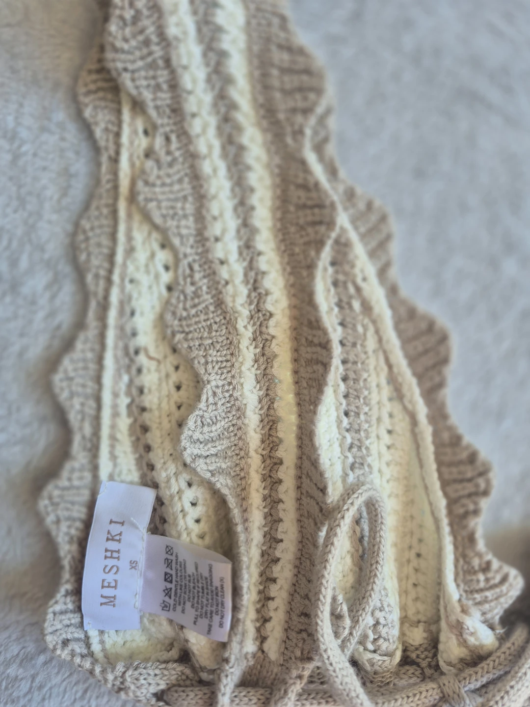 Meshki XS Crocheted Bikini Top - Cream/Tan - photo 3