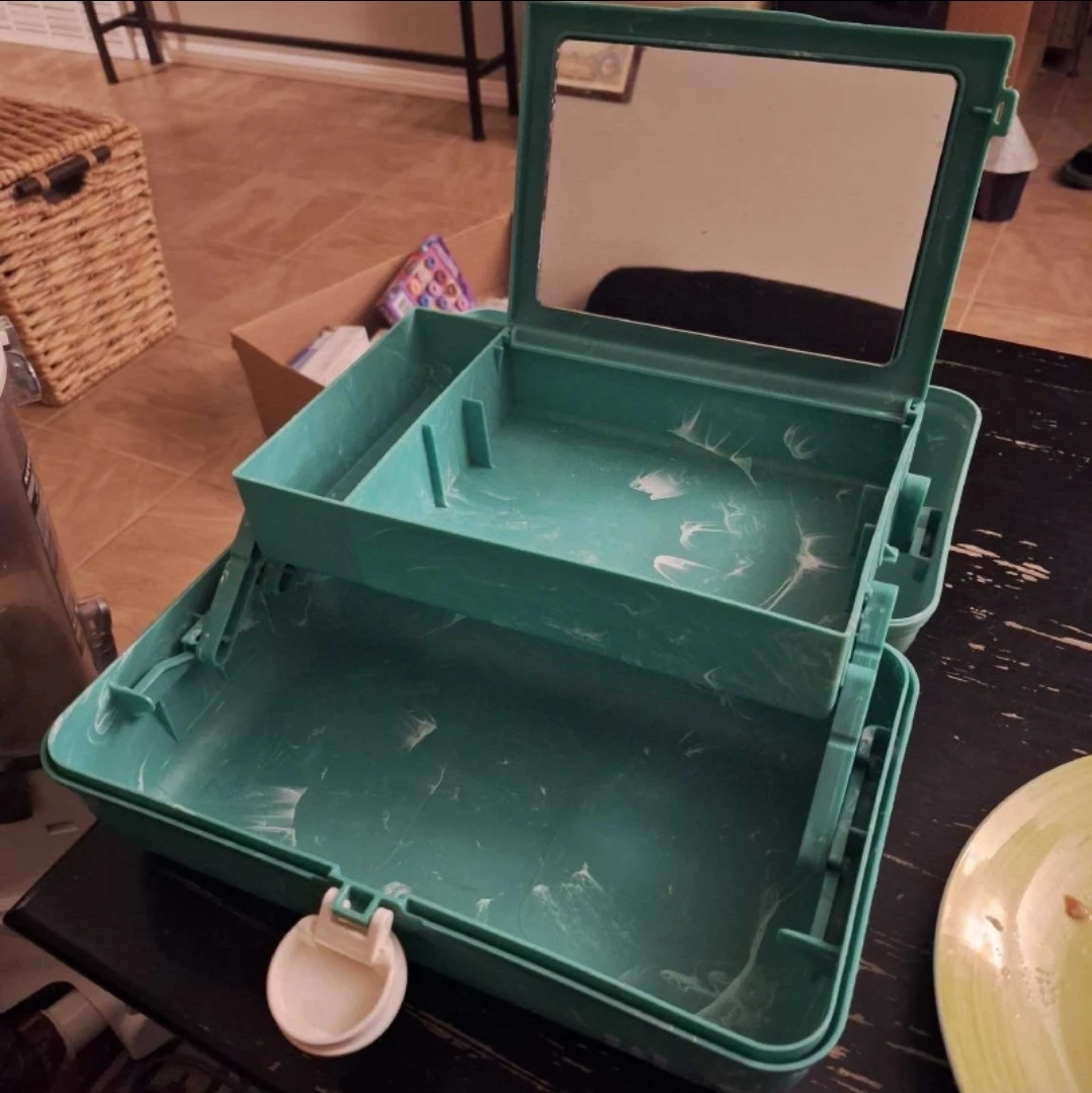 Teal Train Case/Jewelry box with Mirror - photo 3
