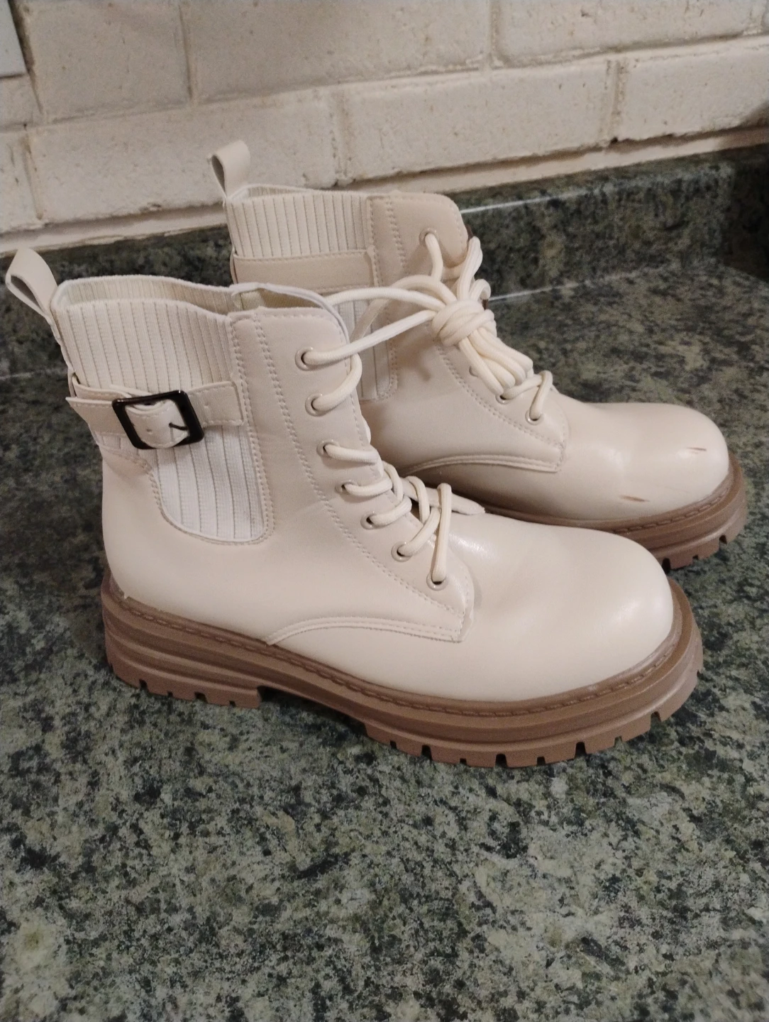 Women's Cream Combat Boots Size 40 - photo 2
