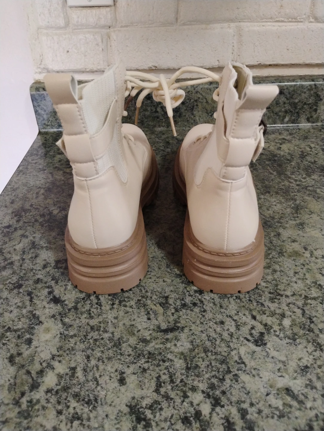 Women's Cream Combat Boots Size 40 - photo 3