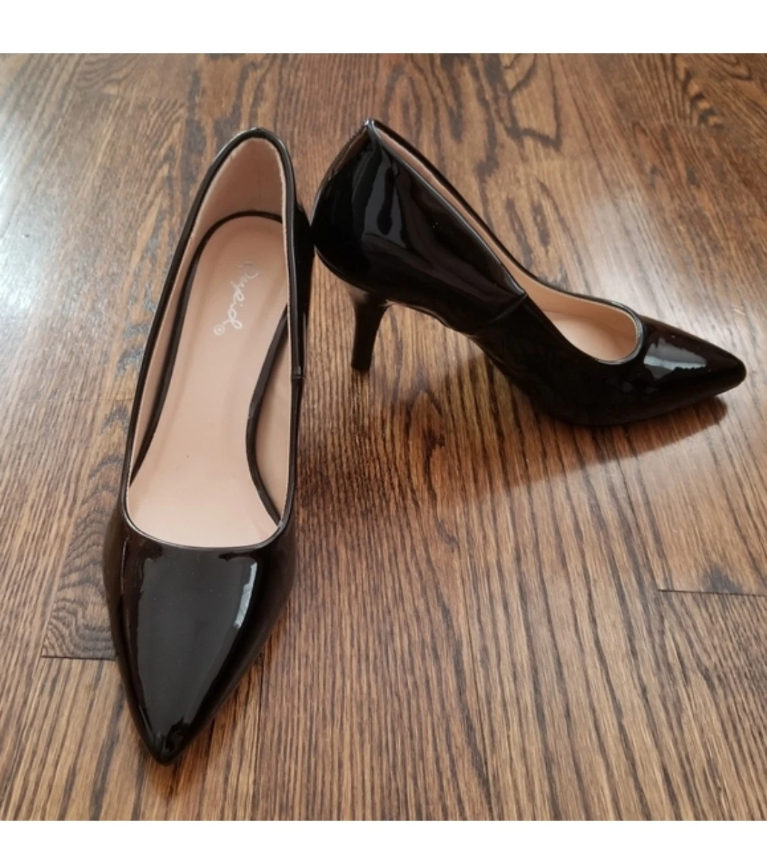 NEW Qupid Black Patent Pointed Toe Heels 5.5