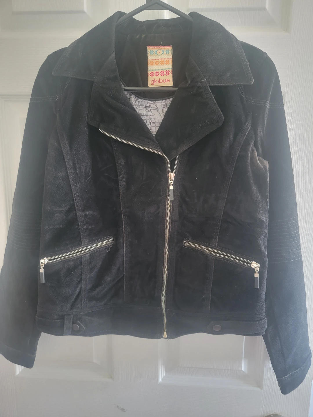 Globus Black Faux Suede Moto Jacket Size L