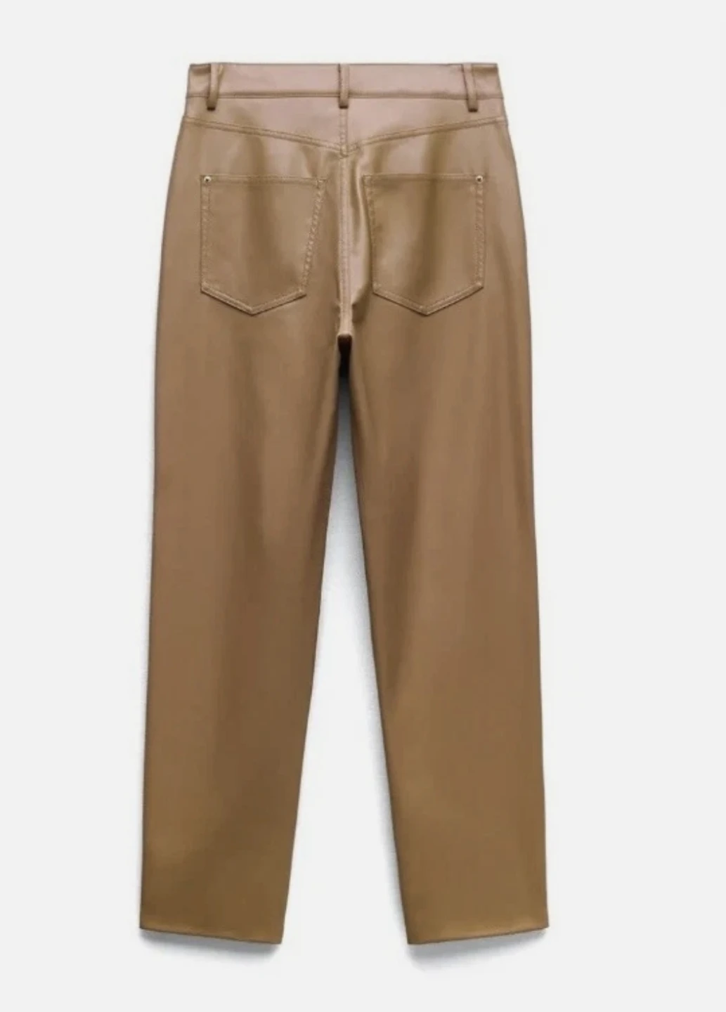 ZARA Tan Faux Leather Straight Leg Pants - Size 4 - NWOT - photo 4