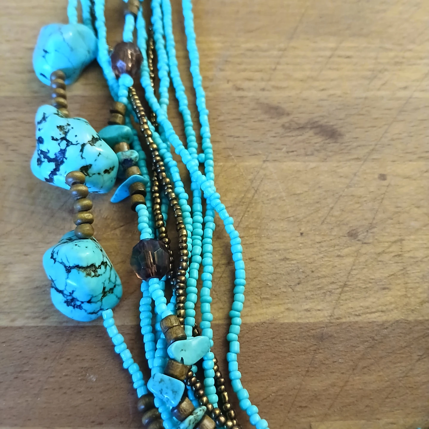 Turquoise and Brown Beaded Layered Necklace - photo 2