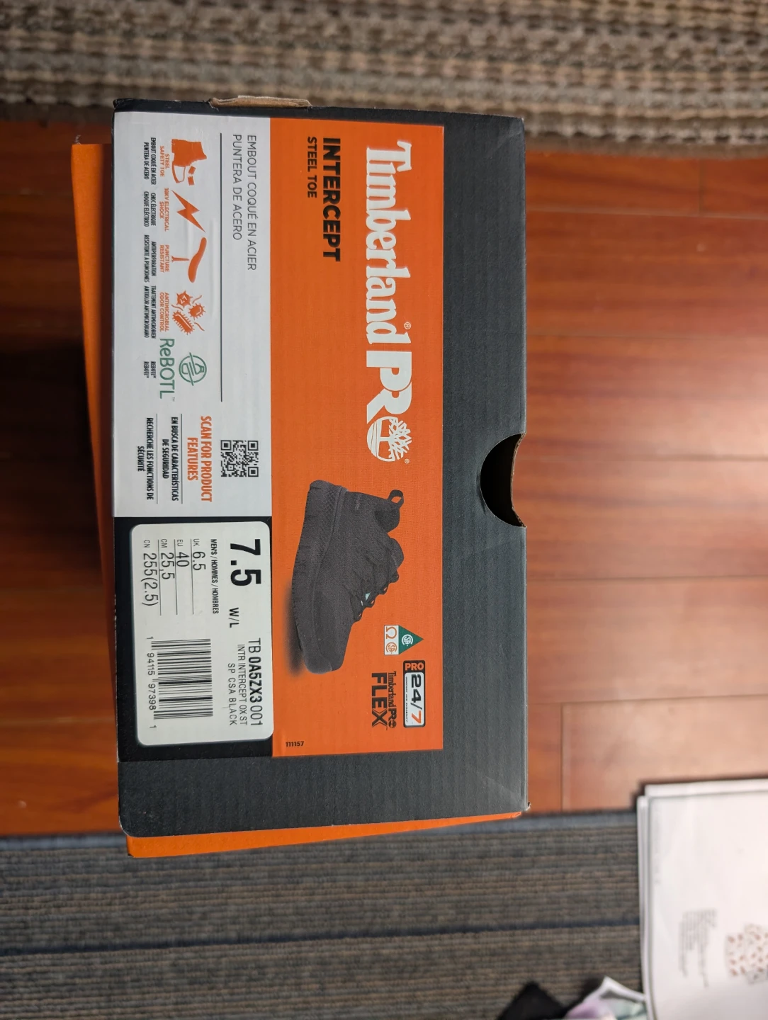 Timberland Pro Intercept Steel Toe Black Work Shoes Size 7.5 - photo 2